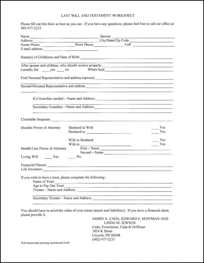 Printable Last Will And Testament Forms Ontario Printable Forms Free Online