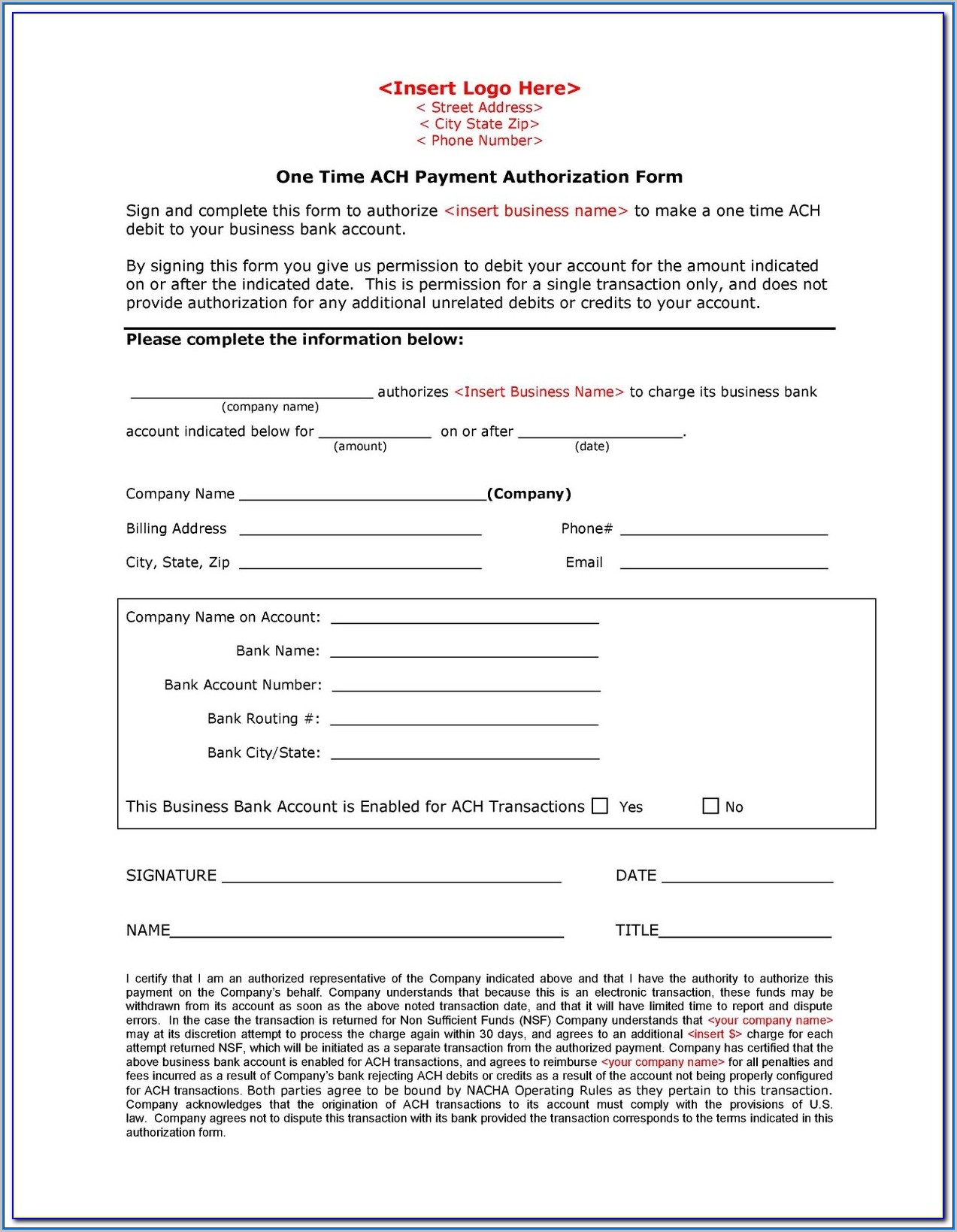 Ach Vendor Payment Information Form - Form : Resume ...