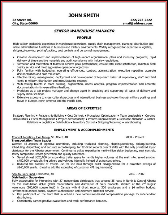 Warehouse Supervisor Cv Sample Uk Resume Resume Examples GX3Gqky1xb