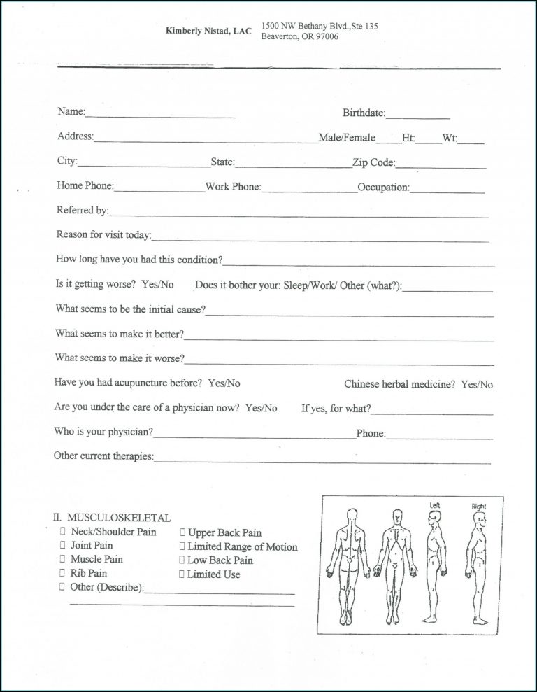 Acupuncture Patient Intake Form Template Form : Resume Examples #