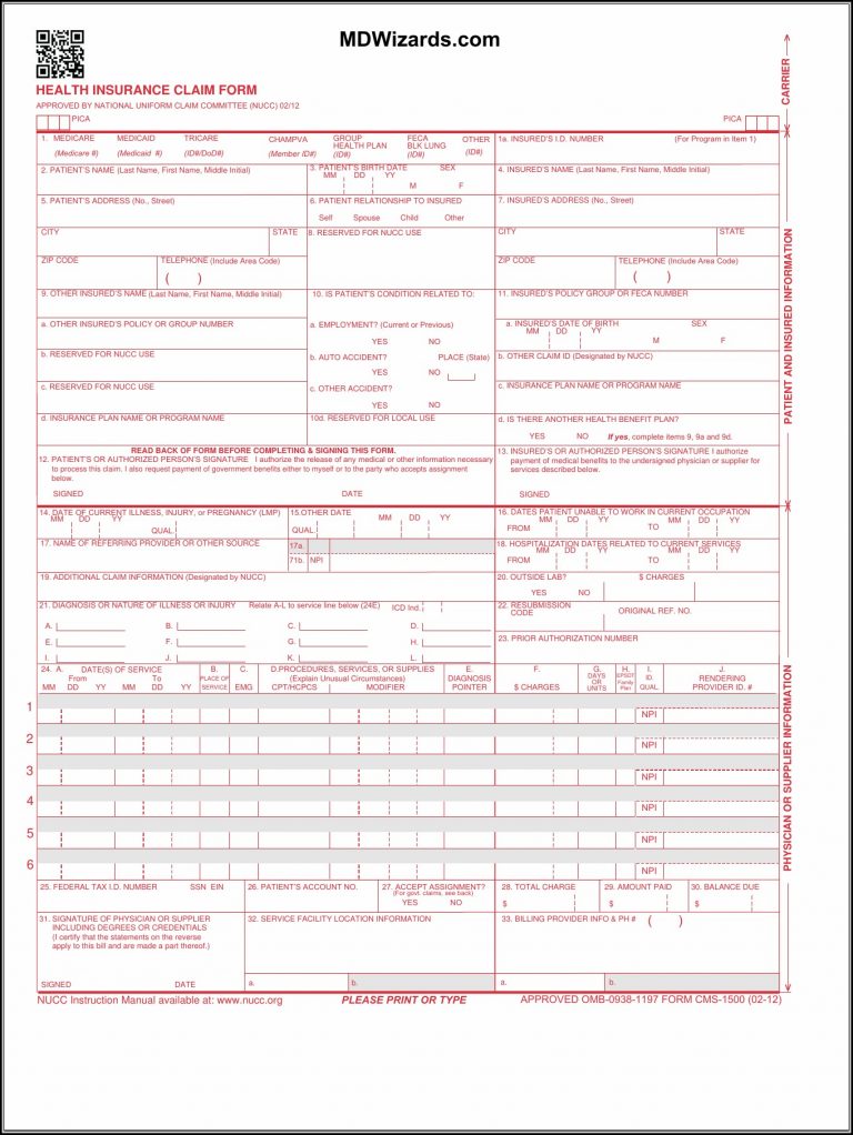 Hcfa 1500 Form Pdf Fillable - Form : Resume Examples #Nqb1Vbm1R2