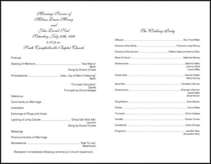 Catholic Wedding Ceremony Program Template - Template 1 : Resume ...