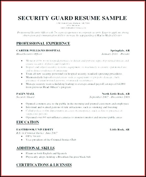 Jobs For Security Guard - Job Applications : Resume Examples #L71xkXz8MX