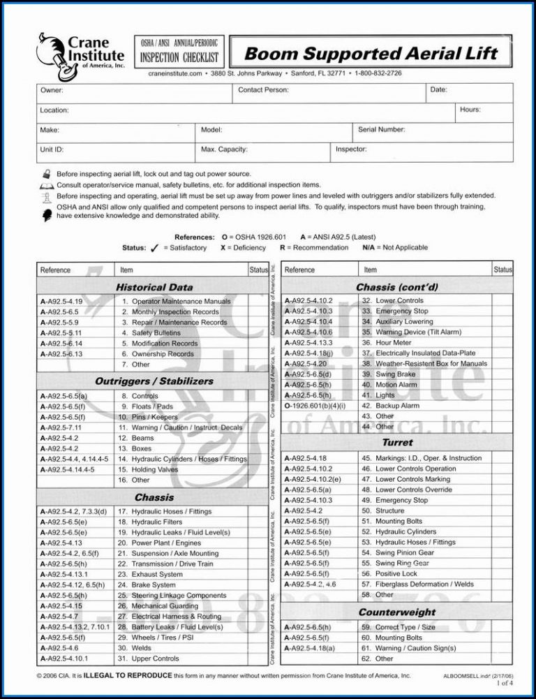 Scissor Lift Inspection Form Weekly - Form : Resume Examples #Rg8Dlyy8Mq