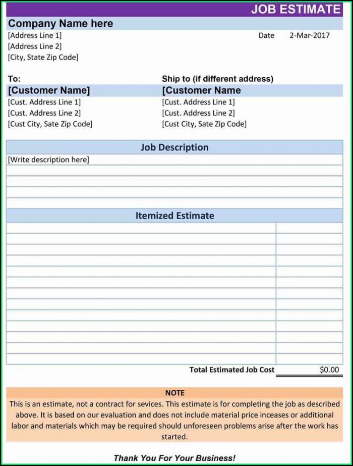 Free Download Construction Estimate Forms - Form : Resume Examples # ...