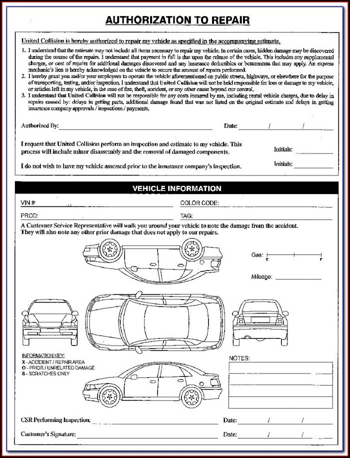 Rental Car Diagram Damage