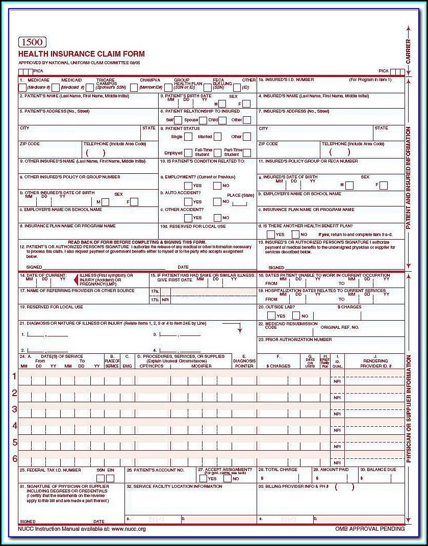 Medicare Billing Form 1500 - Form : Resume Examples #aL16OMDKX7