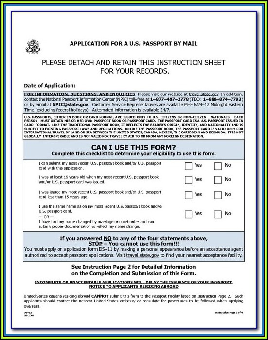 Fillable Passport Application Form Ds 82 - Form : Resume Examples # ...