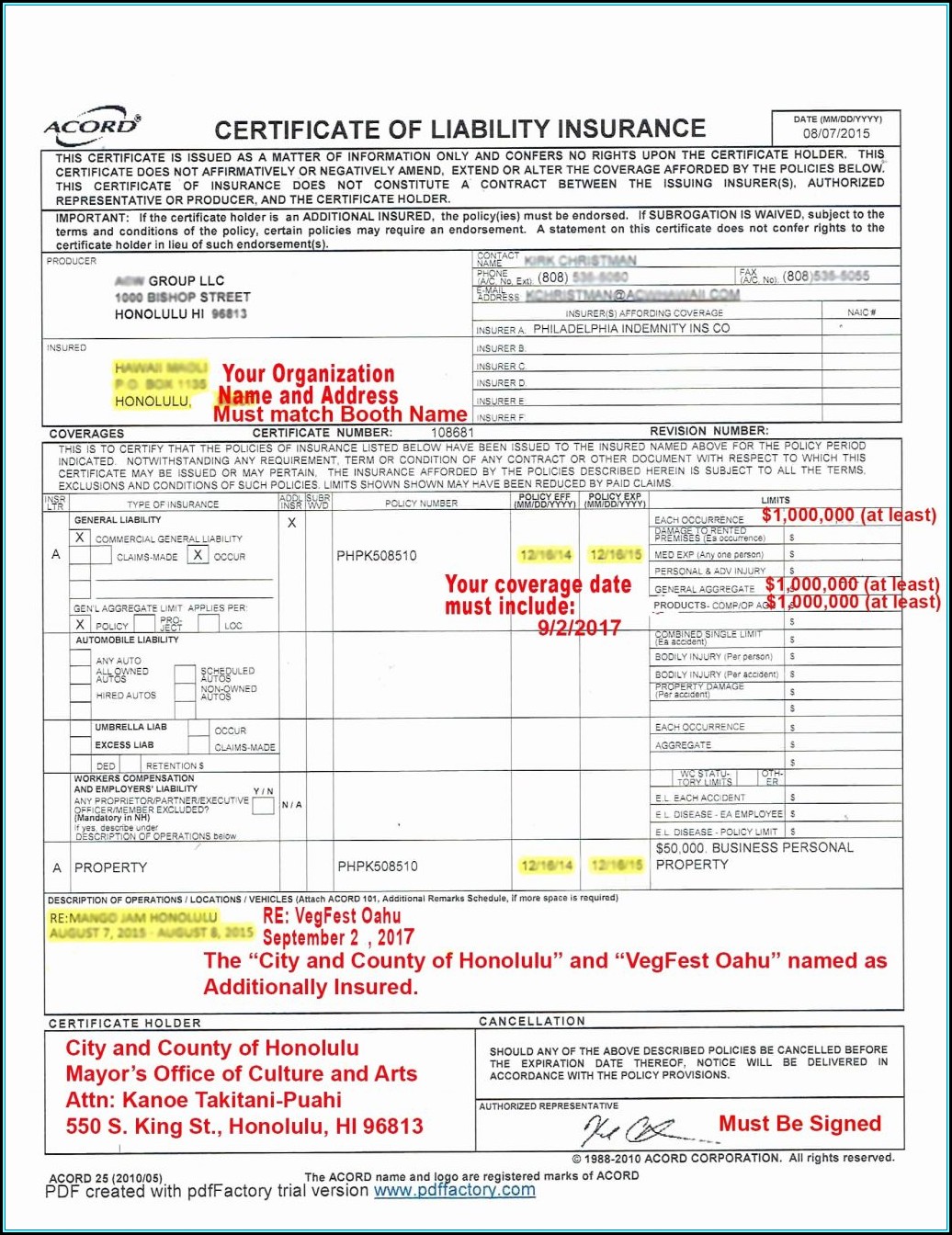 General Liability Acord Form 125 - Form : Resume Examples #xm1e02E8rL