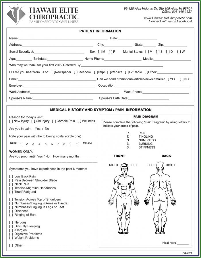 Printable Chiropractic Intake Forms - Form : Resume Examples #05KAqJBKwP