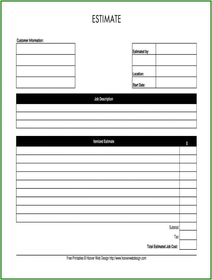 Free Contractor Estimate Forms - Form : Resume Examples #xM8pzoPKY9