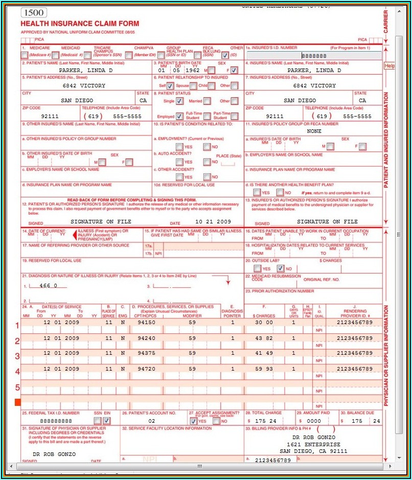 What Does A Completed Cms 1500 Form Look Like For Medicare