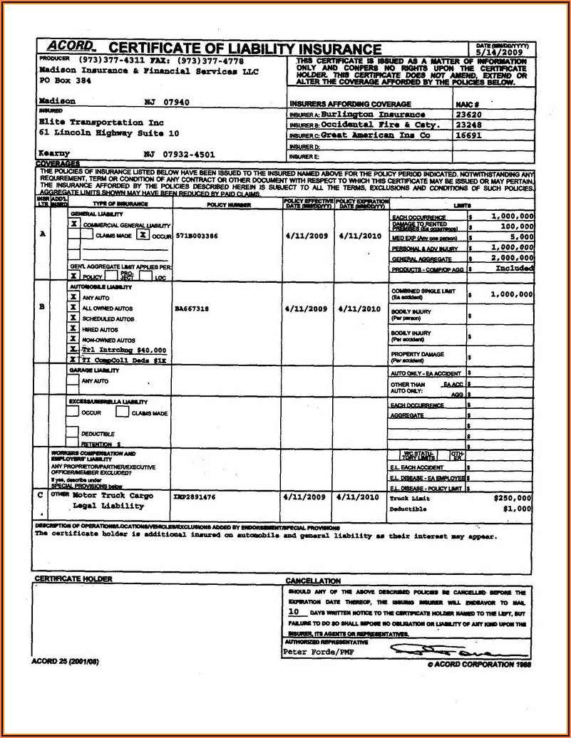 125 Acord Form Fillable - Printable Forms Free Online