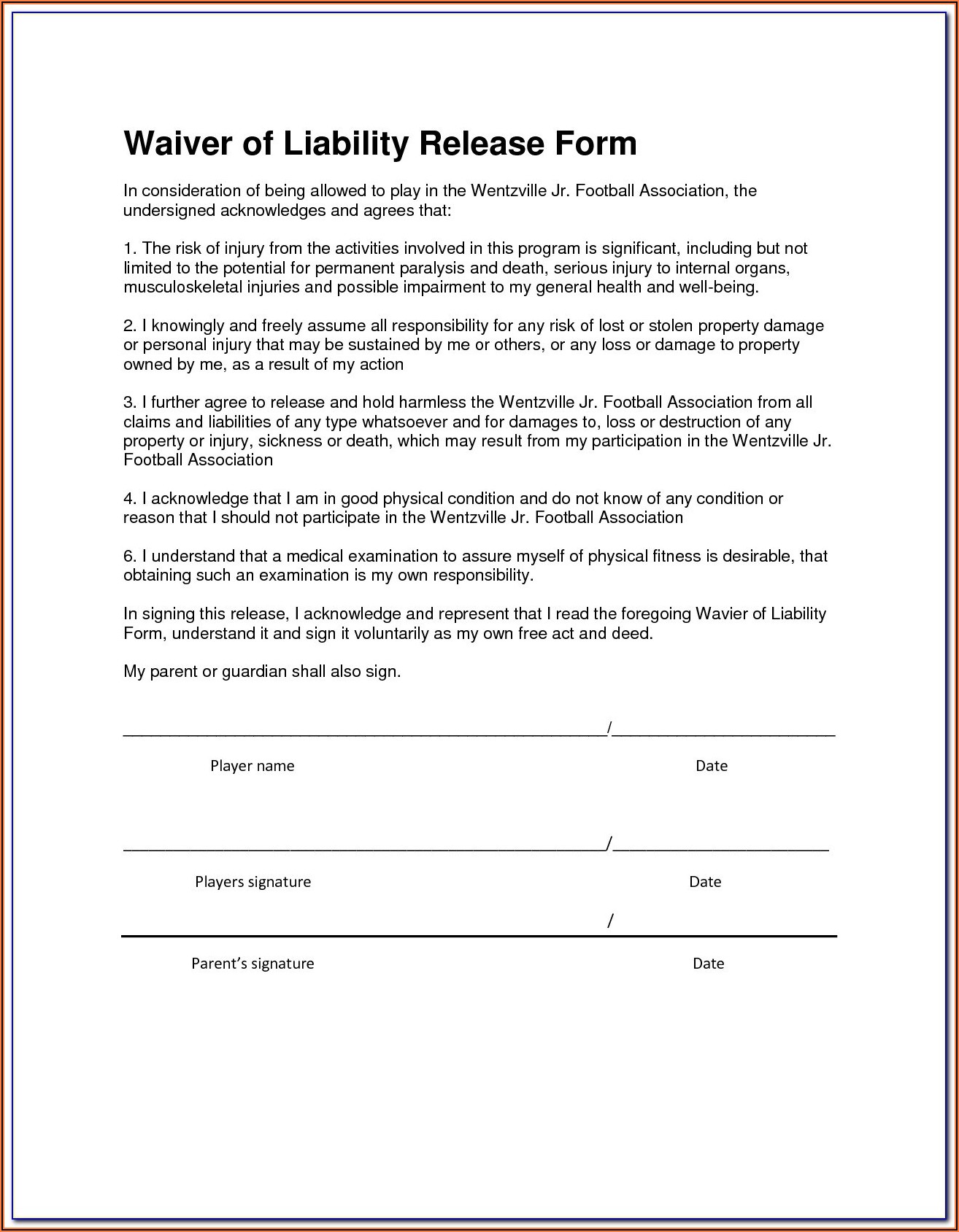 Hunting Release Of Liability Form Template - Form : Resume Examples # ...