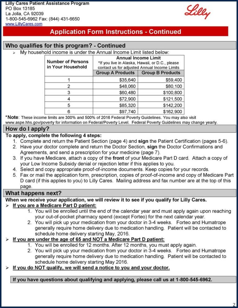 Lilly Cares Patient Assistance Program Application Form - Form : Resume ...