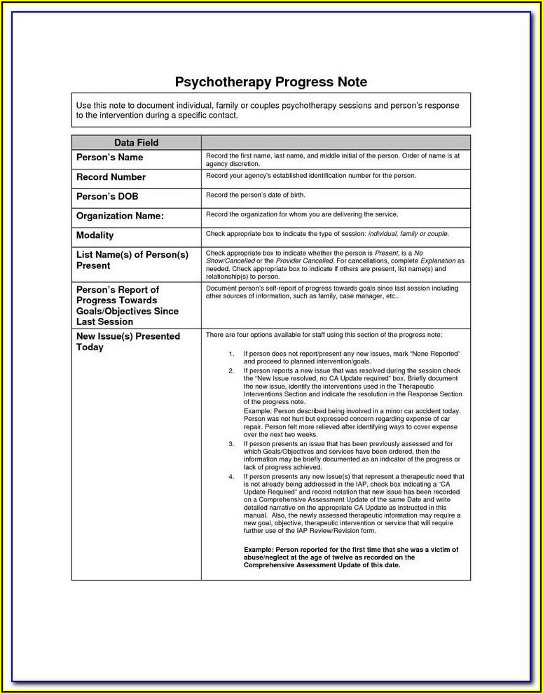 Psychotherapy Progress Note Template Word - Template 1 : Resume ...